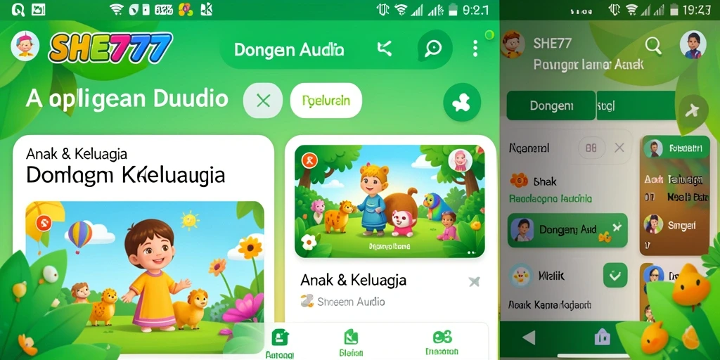 Antarmuka sederhana dan menarik dari aplikasi Dongeng Audio.