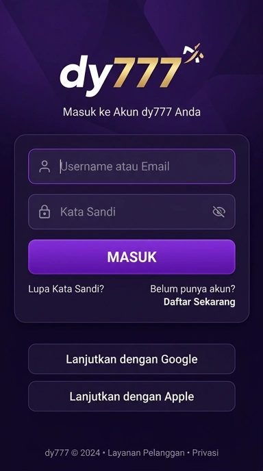 Tampilan halaman login dy777