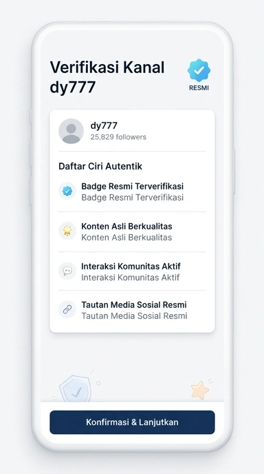 Tampilan kanal resmi dy777